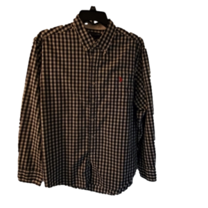 Men's US Polo Assn. Black and White Plaid Long Sleeve Button Down Shirt Size 2XL